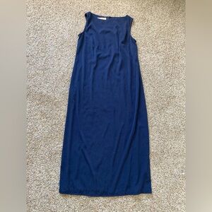 Vintage Maxi Navy Blue Sleeveless Sheath Dress